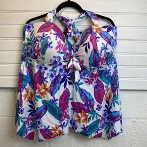 Plus Size Womens One Piece floral swimdress tankini for All size 26